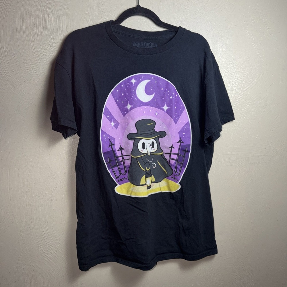 Squishable Plague Doctor Graphic Tee Large Black Goth Spooky Kawaii